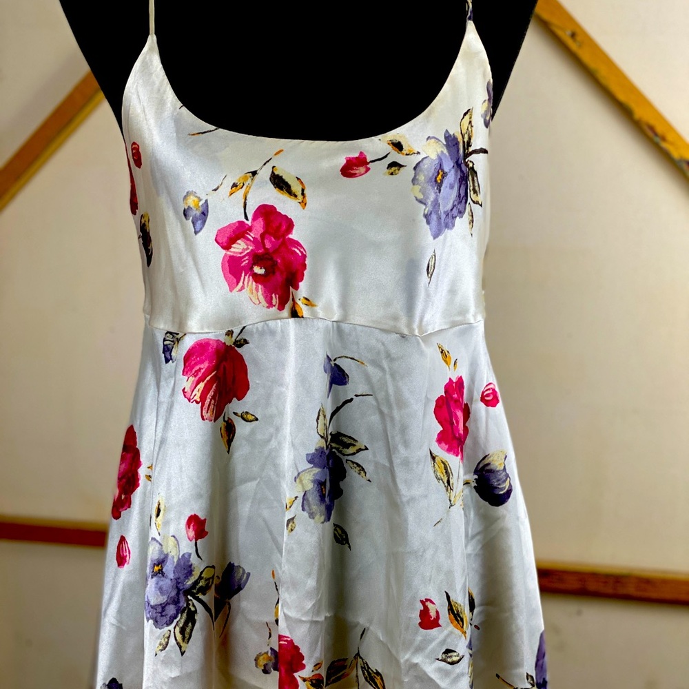 Silk white and floral baby doll dress